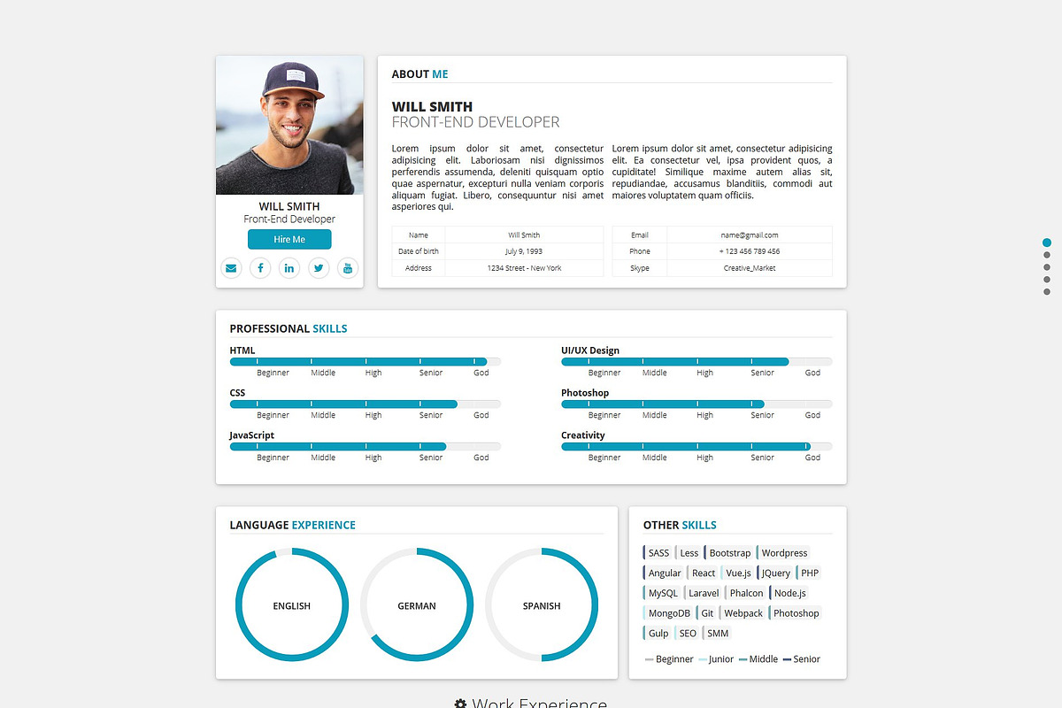 Redax WP - Simple OnePage CV Resume, a WordPress Template by AntonyChernianu (Photo 2 of 2)
