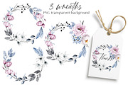 SALE! Watercolor pink & blue flowers, an Illustration by Larisa Maslova (Thumbnail 4 of 11)