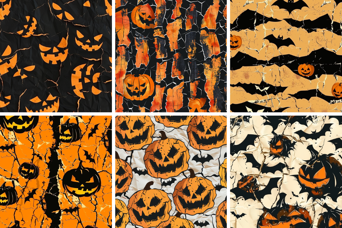 Halloween Torn Paper Seamless Patterns