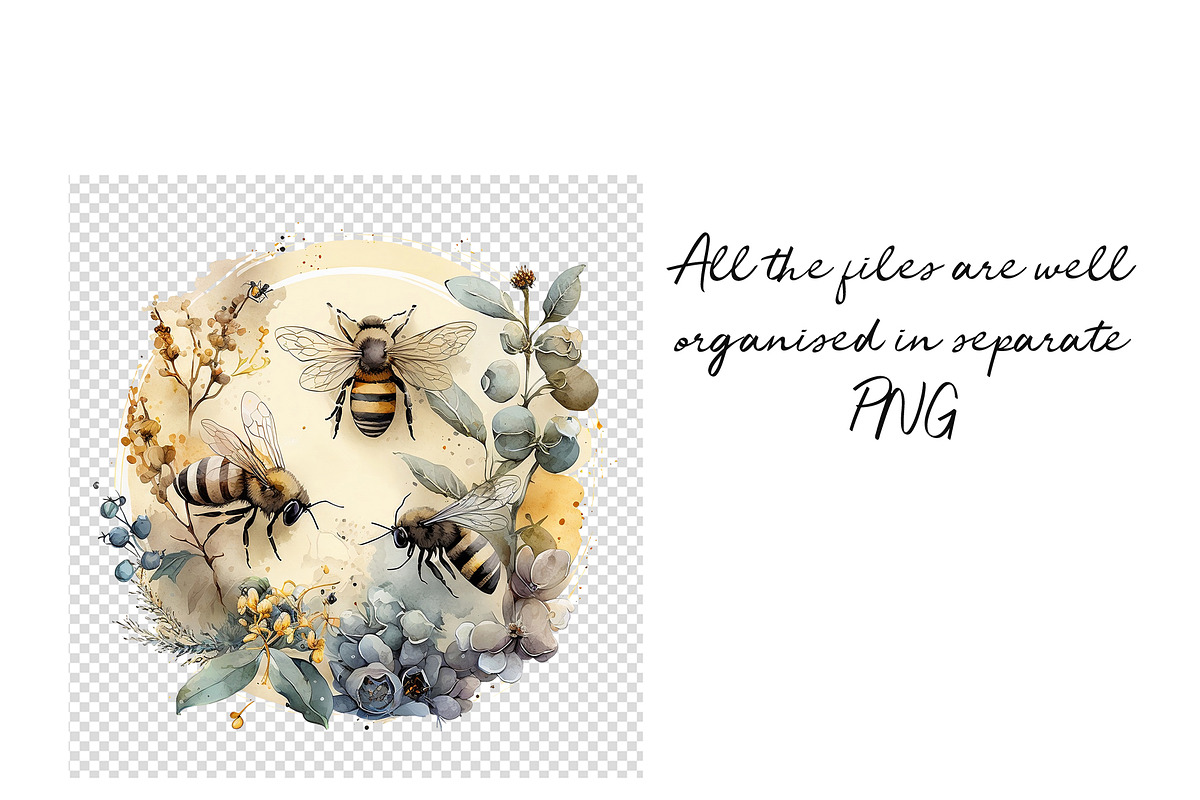 Honey Bee Watercolor Clipart, an Object Graphic by Colibri Watercolor (Photo 5 of 7)