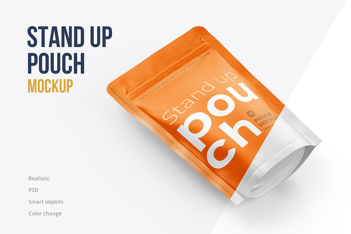 4 PSD Stand-Up Pouch Mockup, a Cups & Container Mockup by easymock (Photo 4 of 12)
