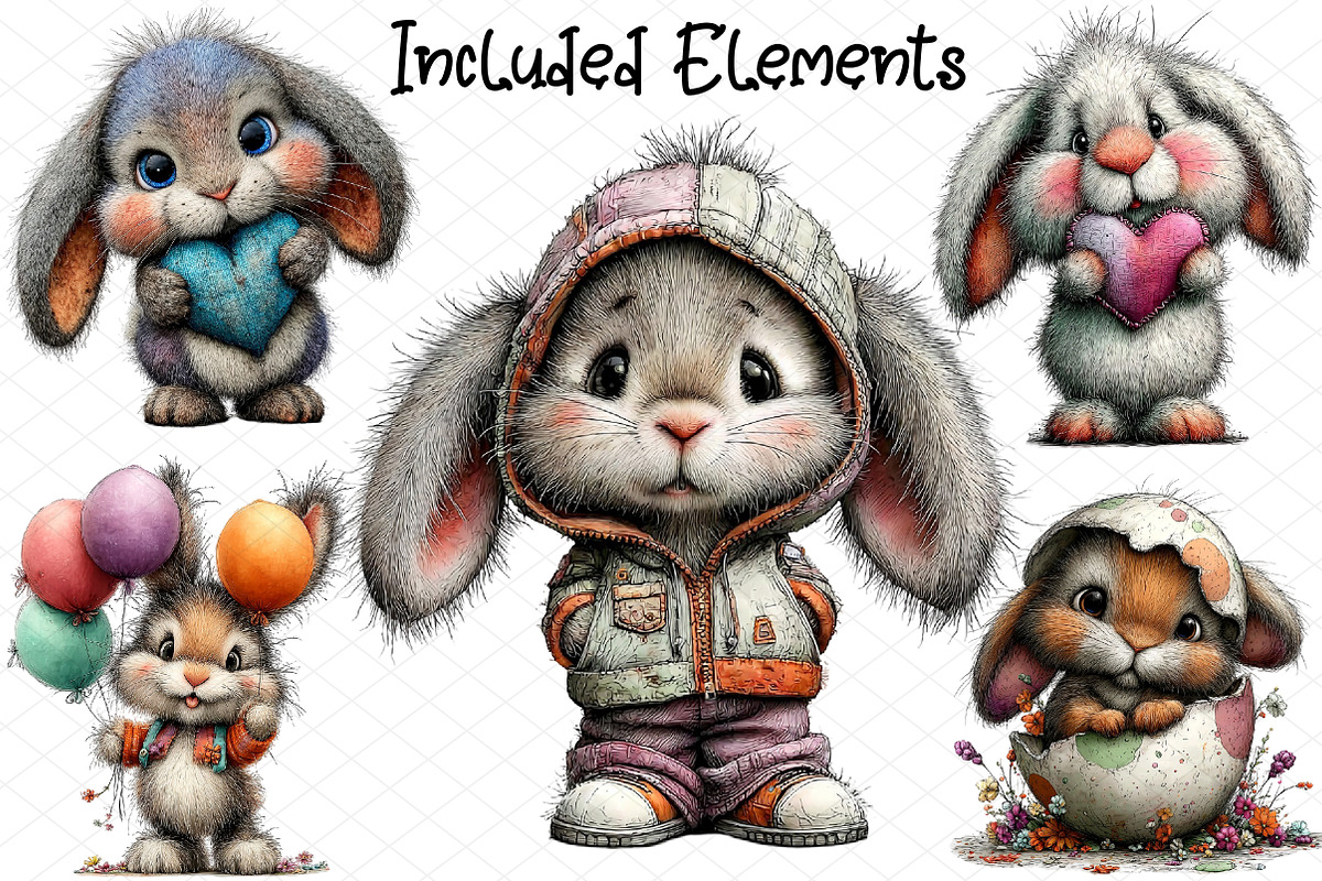 Baby Bunny Easter Spring Clipart, an Illustration by cherrydesign (Photo 2 of 4)