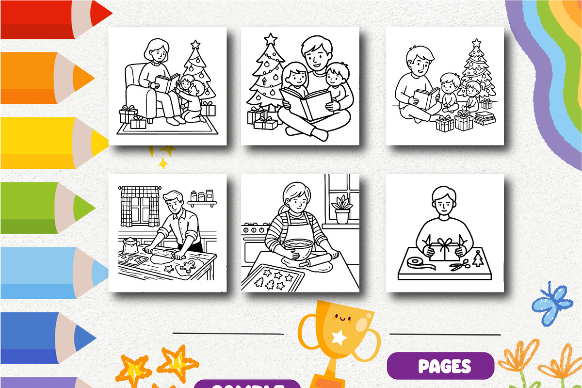 Christmas Eve Traditions Coloring, a Seasonal Illustration by Design Zone (Photo 4 of 5)