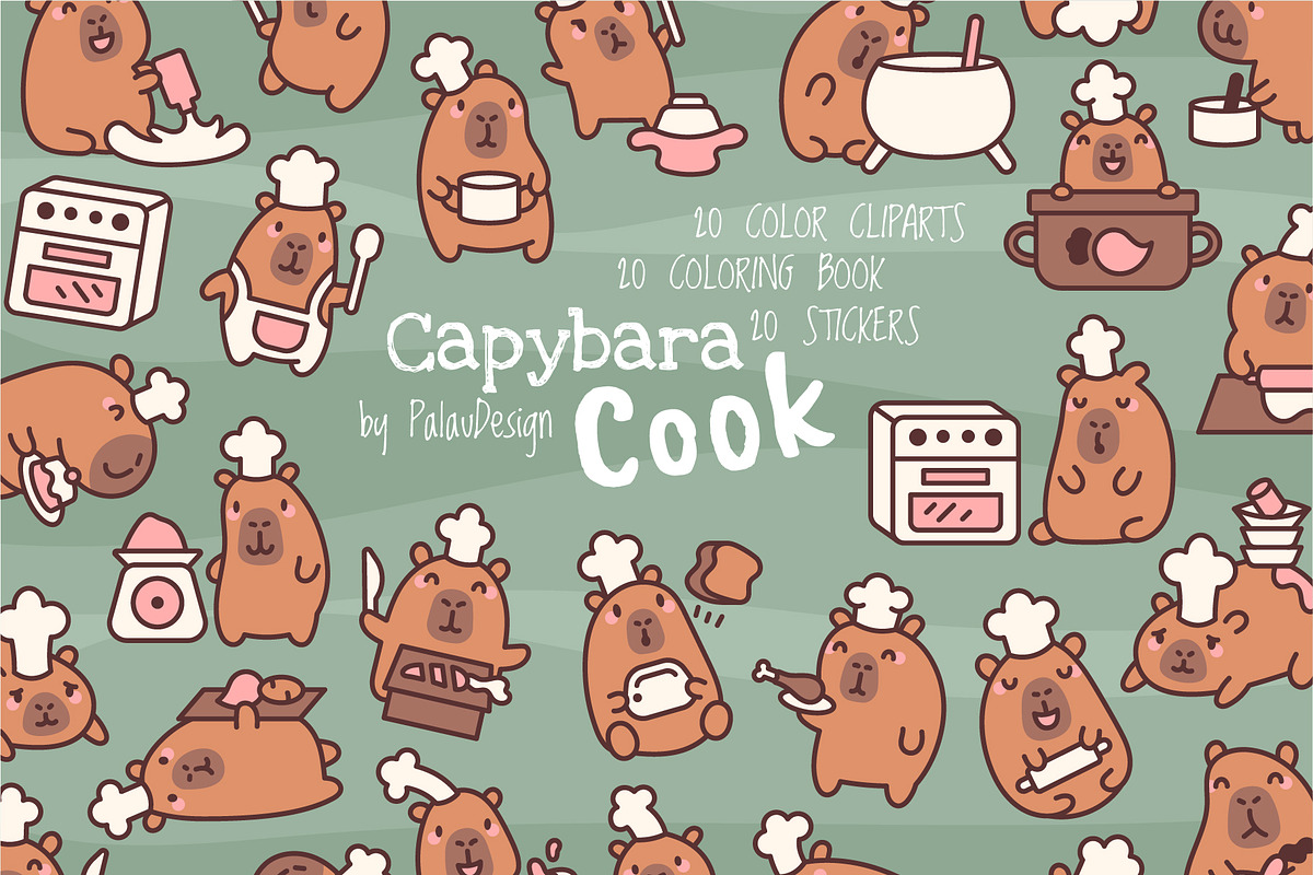 Capybara Cook Clipart, an Animal Illustration by Palau (Photo 1 of 10)