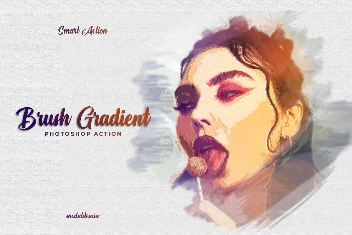 Brush Gradient - Photoshop Action, an Action Add-On by Modaldesain (Photo 1 of 2)