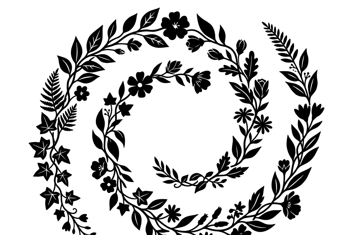 50 Elegant Floral Leaf Spiral Frame, a Decorative Illustration by Amazin_art (Photo 25 of 39)