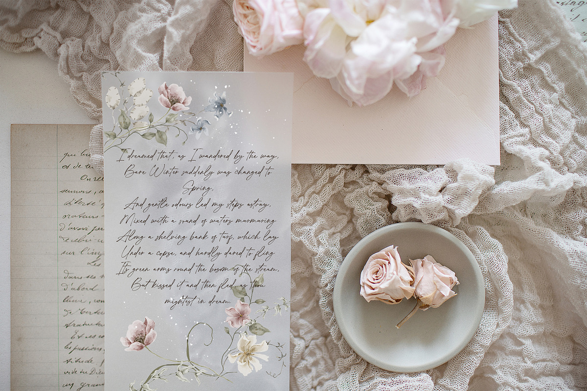 Dusty delicate floral clipart, a Decorative Illustration by long summer (Photo 3 of 12)