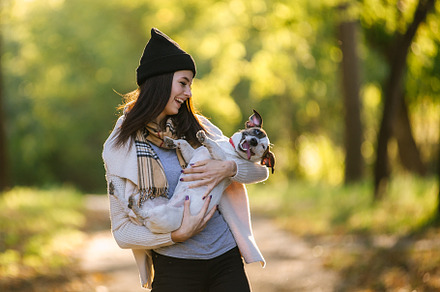 beautiful girl playing with a dog. P, an Animal Photo by Helen