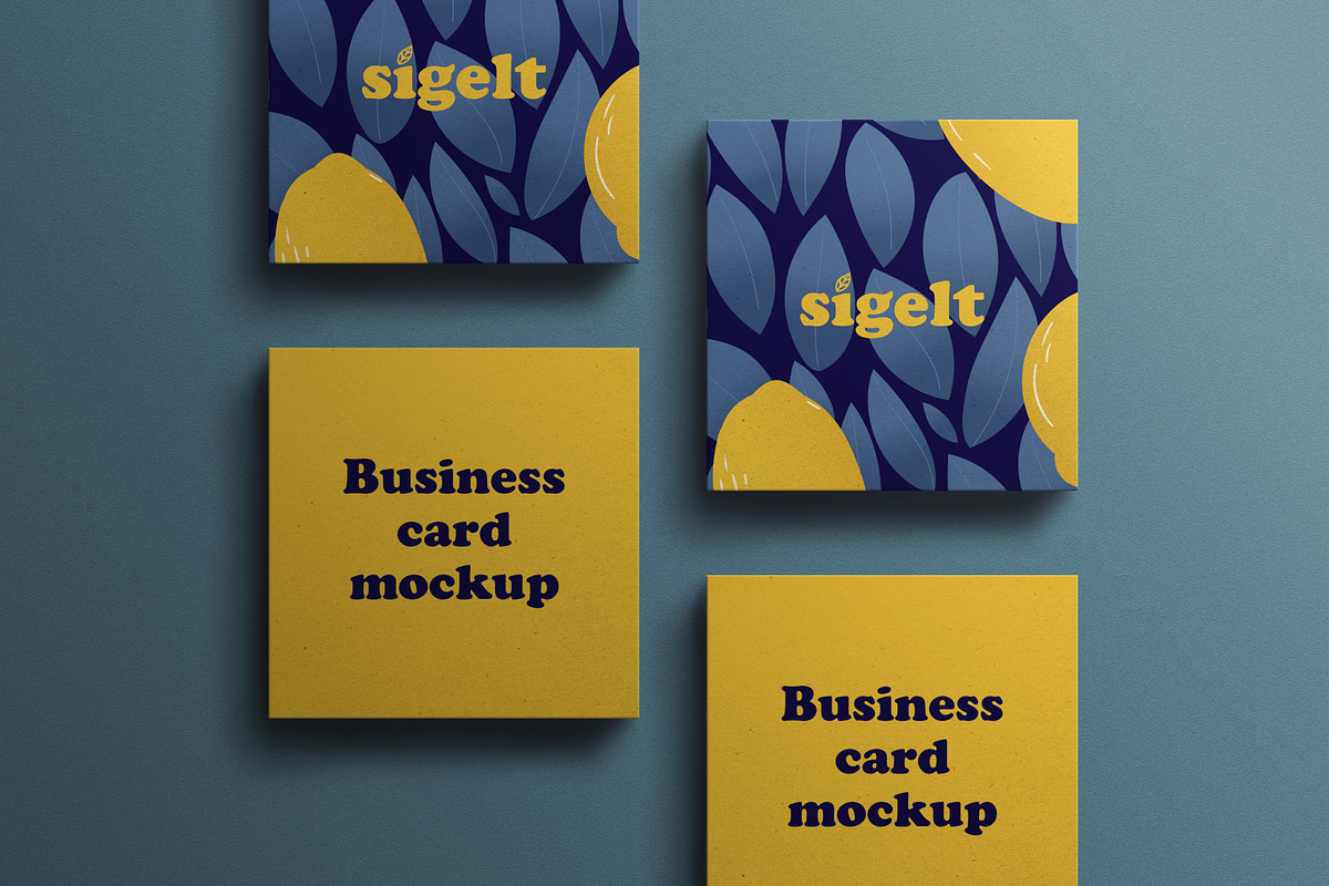 Square Blue Business Card Mockup, an Advertising Mockup by Sigelt (Photo 6 of 9)