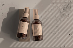 Amber Cosmetic Spray Bottle Mockup