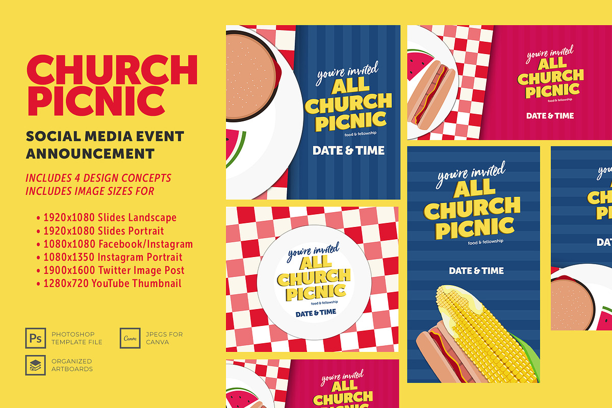 Church Picnic Event Social Post, a Social Media Template by IFBdesign (Photo 1 of 7)