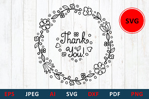 Thank You SVG Flower Wreath Svg