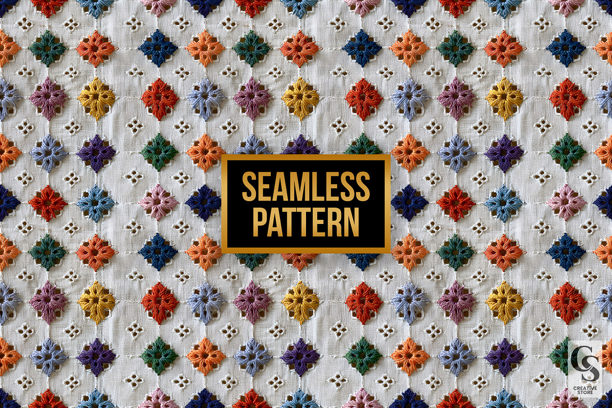 Colorful Chikankari Embroidery, a Pattern Graphic by Creative Store (Photo 4 of 5)