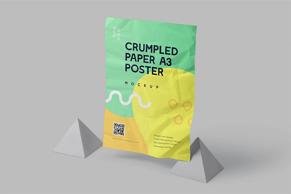 Crumpled A3 Portrait Poster Mockups, an Advertising Mockup by megostudi0 (Photo 2 of 5)