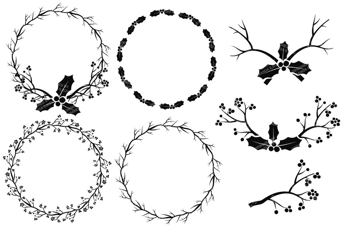 Black Holly Vectors & Holly Clipart, an Illustration by Amanda Ilkov (Photo 4 of 5)