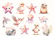 Pink Sea Adventure Clipart, an Illustration by NadiaTheronArt (Thumbnail 3 of 4)