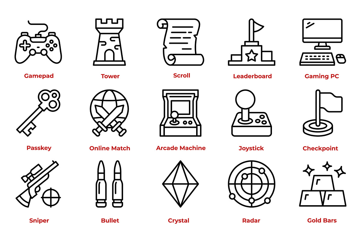 Gaming Icon Set, an Outline Icon by Tekuni (Photo 2 of 10)