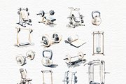 Watercolor clipart gym fitness, a Sport Illustration by Invite to Clipart (Thumbnail 3 of 4)