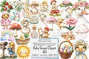 Watercolor Baby Goose Clipart, a Seasonal Illustration by Design Market (Thumbnail 1 of 4)