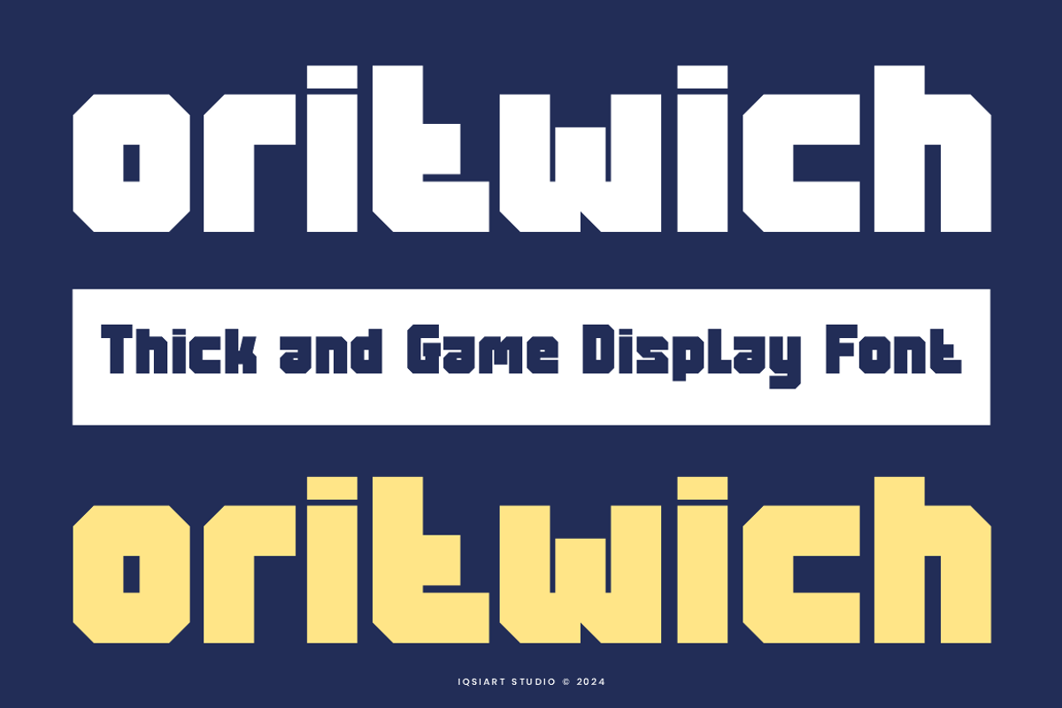 Oritwich - Thick & Game Font, a Sans Serif Font by Iqsiart Studio (Photo 1 of 7)