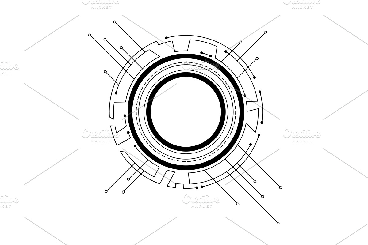 Circuit board circle frame, a Technology Illustration by Things for designers