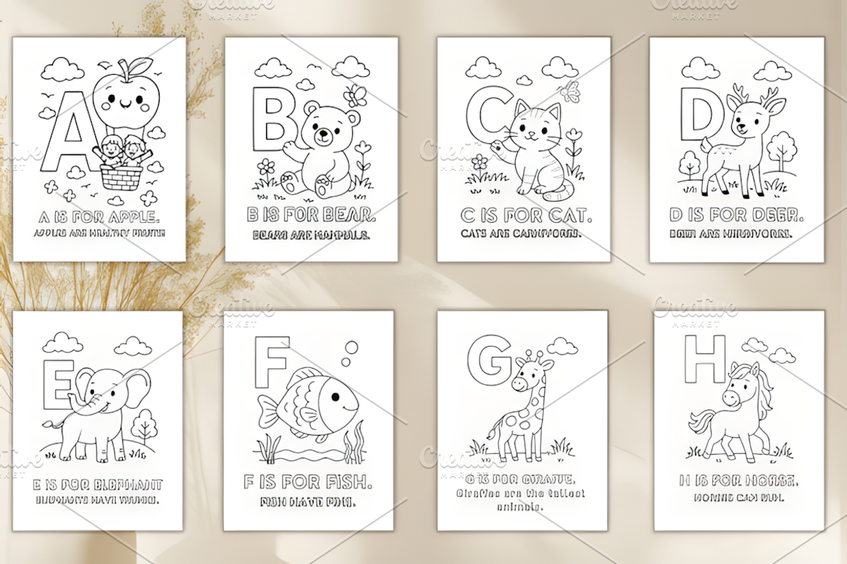 Alphabet Coloring Pages a-Z | ABC An, a Decorative Illustration by Design Station (Photo 3 of 4)