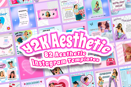 Y2K AESTHETIC 82 Instagram Templates, a Social Media Template by PLANETSEL