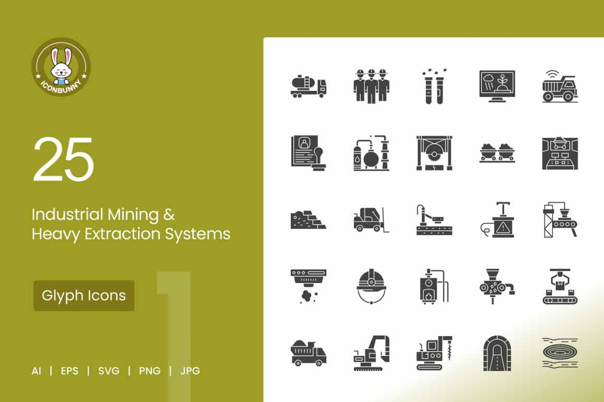 25 Industrial Mining Systems Icons, a Solid Icon by IconBunny (Photo 1 of 2)