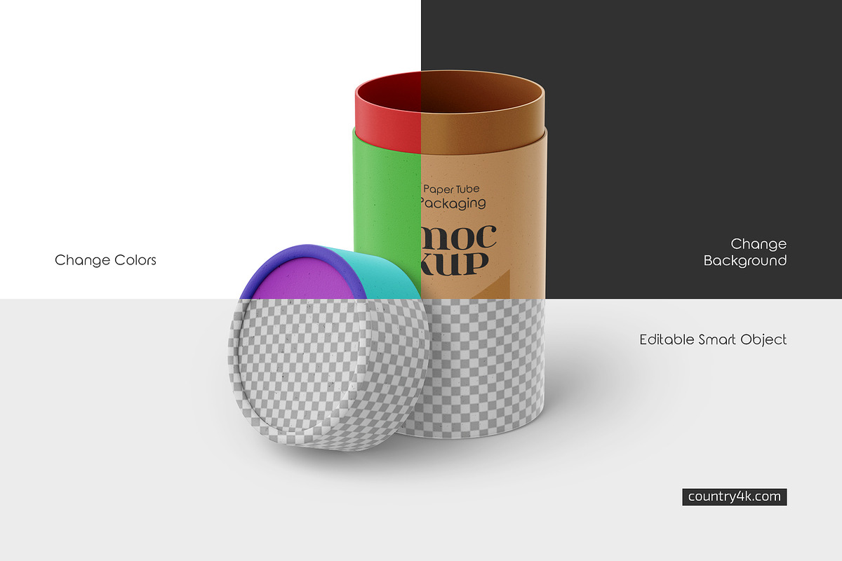 Paper Tube Packaging Mockup Set, a Packaging Mockup by Country4k (Photo 2 of 4)