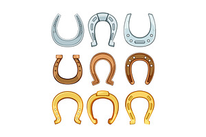 Horseshoe Set Cartoon Vector