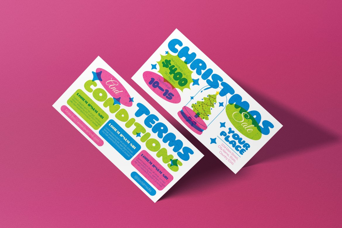Blue Pink Christmas Sale Voucher, a Card Template by graphicook (Photo 5 of 6)