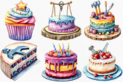 Watercolor Labor Day Cake Clipart, an Illustration by Canvas Craft (Thumbnail 3 of 8)