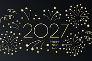 Golden fireworks, stars, 2027 Happy, a Seasonal Illustration by sceptical cactus (Thumbnail 2 of 3)