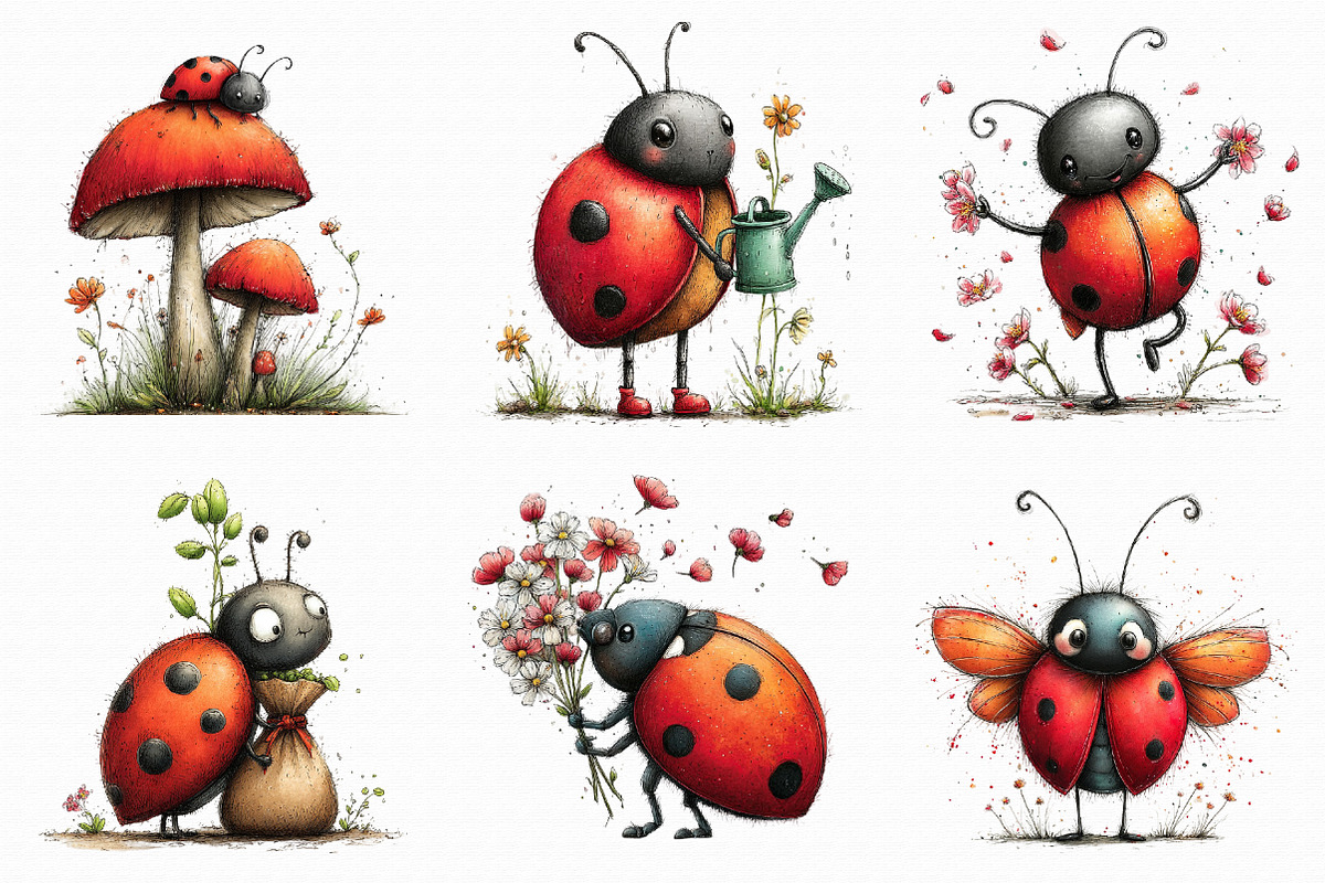 Whimsical Spring Ladybug Clipart, an Illustration by Libby Wishes (Photo 7 of 8)