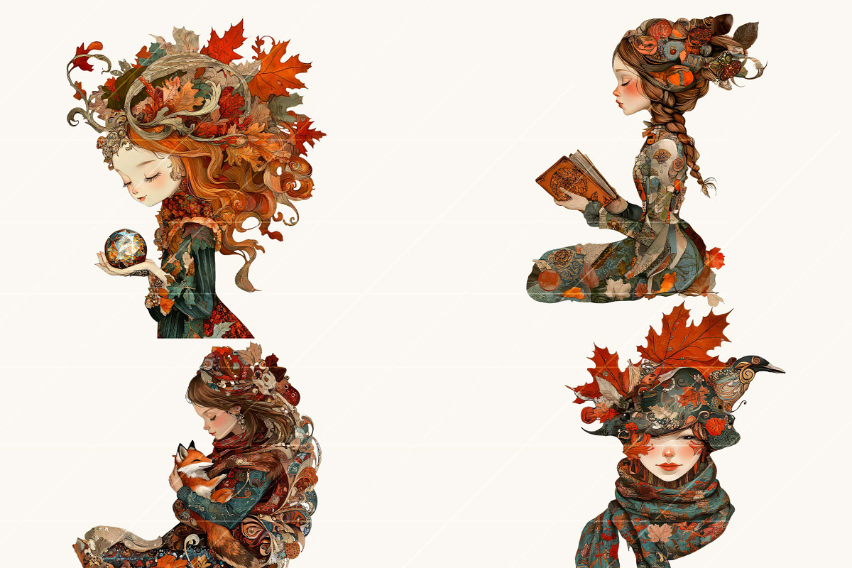 Whimsical Autumn Girls Clipart, a Person Illustration by BusyDaydesign (Photo 7 of 9)