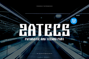 Zatecs - Futuristic & Tech Font, a Sans Serif Font by QR Design Studio (Thumbnail 1 of 7)