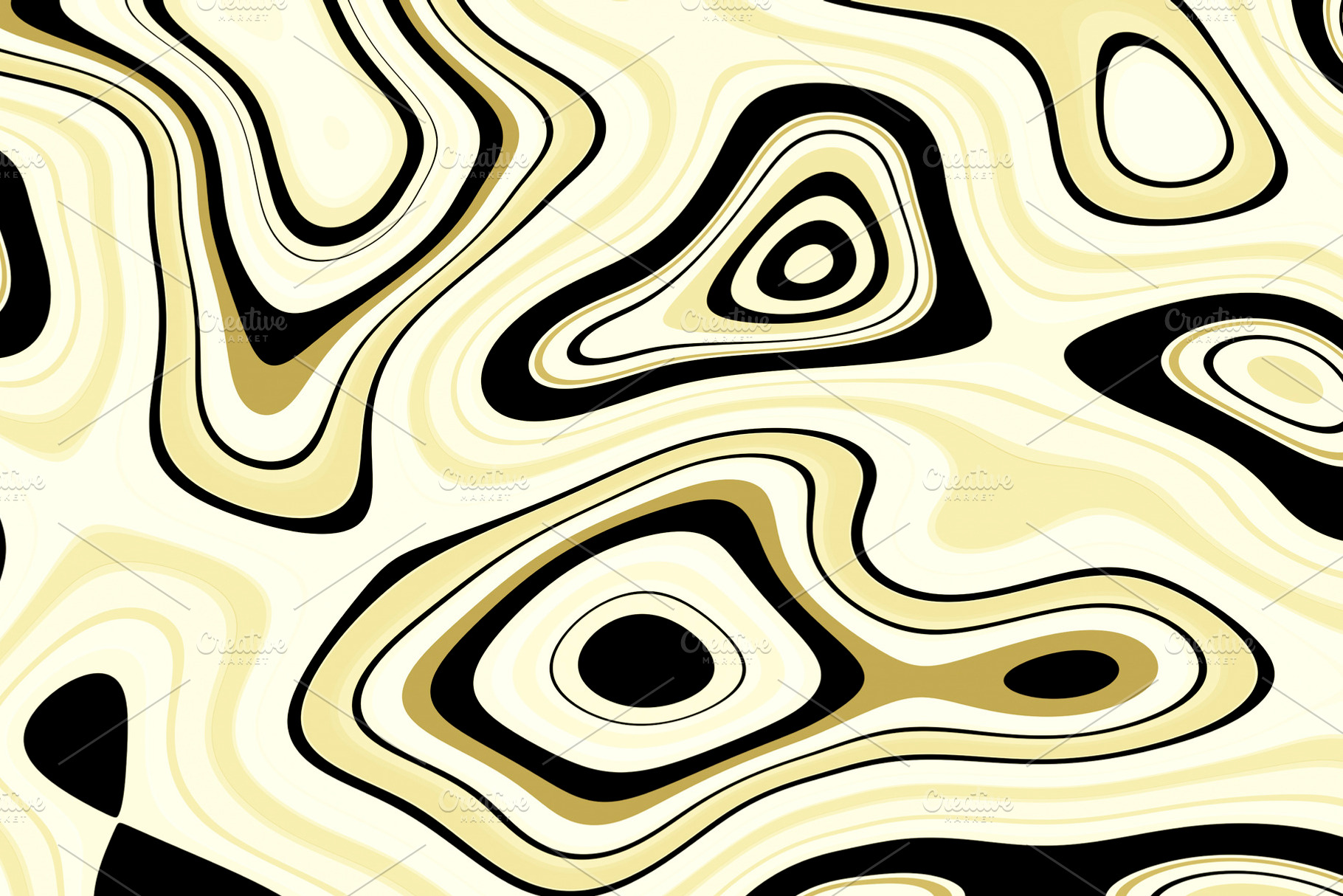 Abstract organic contour pattern in yellow and black, a Background Photo by RF Images