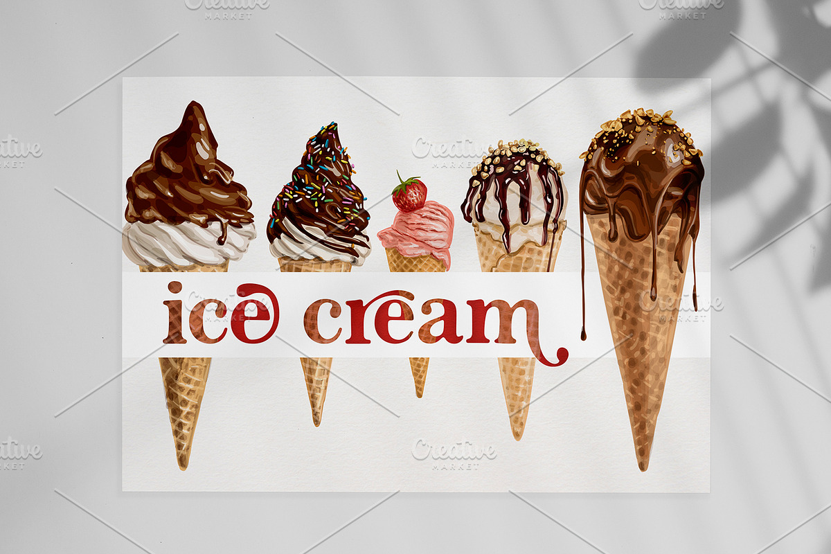 ice cream vector illustrations, a Decorative Illustration by Natalka Dmitrova art (Photo 2 of 9)