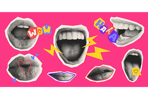 Retro halftone mouth collection, a Person Illustration by art PVP - market