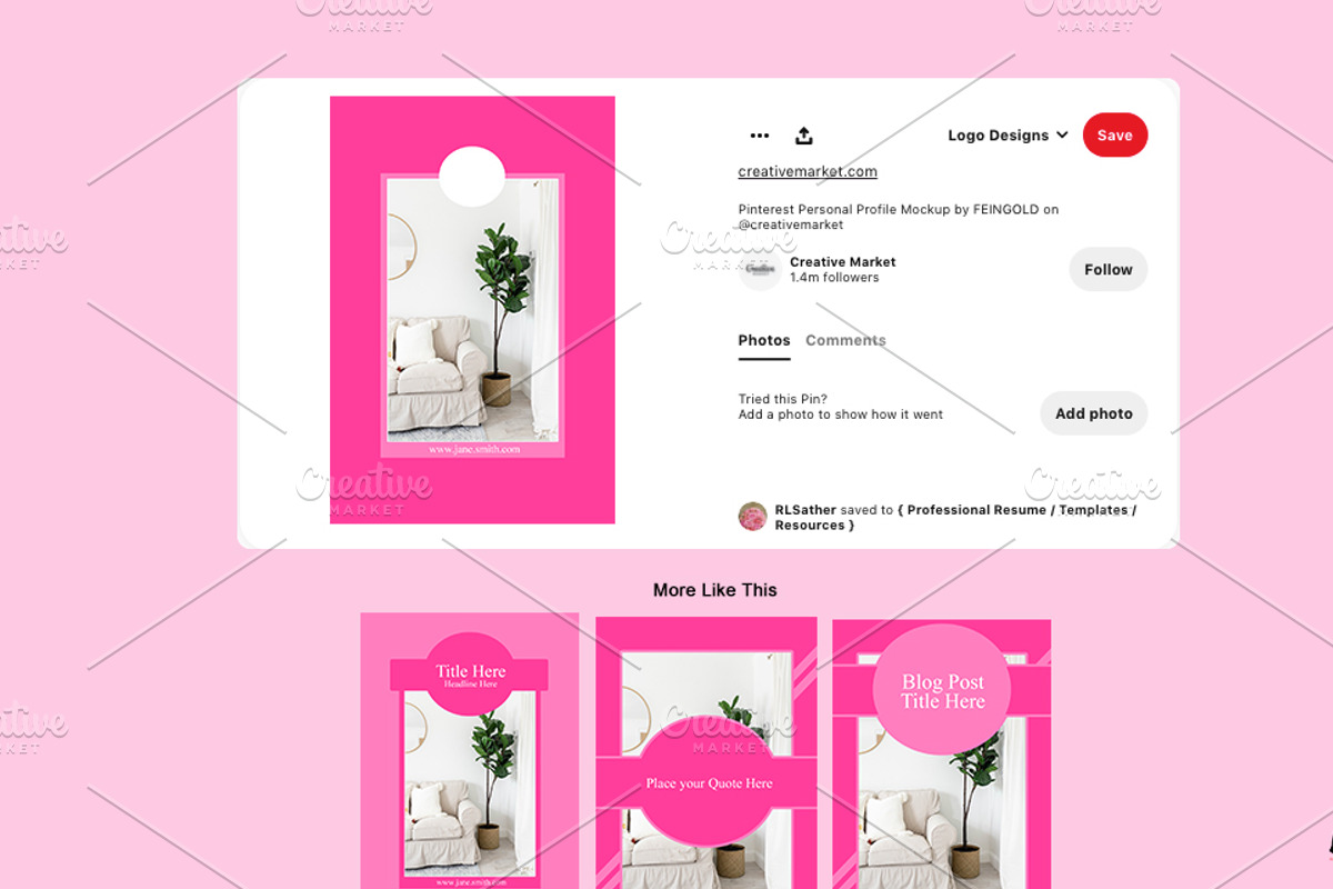 Pink Pinterest Pin Templates, a Social Media Template by Delux Designs (DE), LLC (Photo 1 of 5)