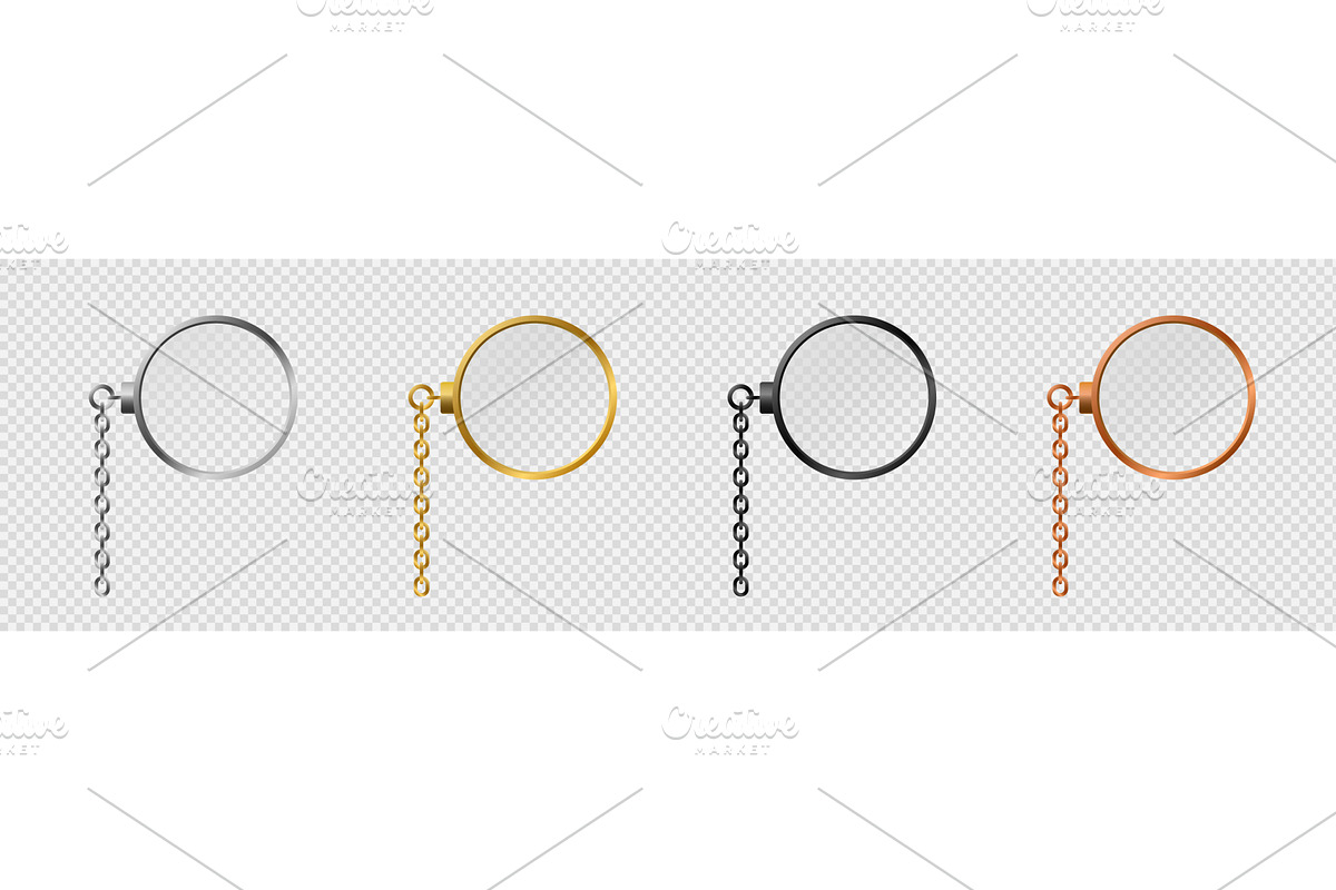 Vintage monocles on chain template, an Object Illustration by skripnikbb