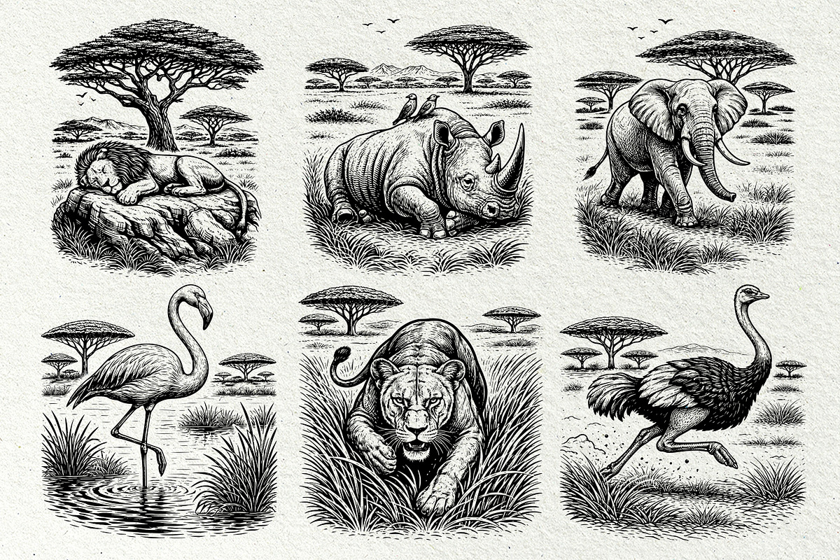 Savannah Scene Wildlife Graphics, an Animal Illustration by DENIDigitalArtSudio (Photo 5 of 8)
