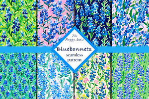 Seamless Bluebonnets Patterns