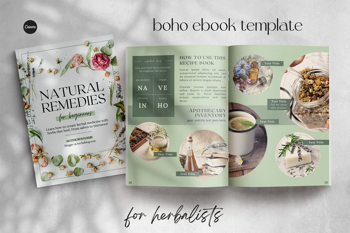 Boho eBook Template for Herbalists, a Magazine Template by Made by Melody (Photo 1 of 16)