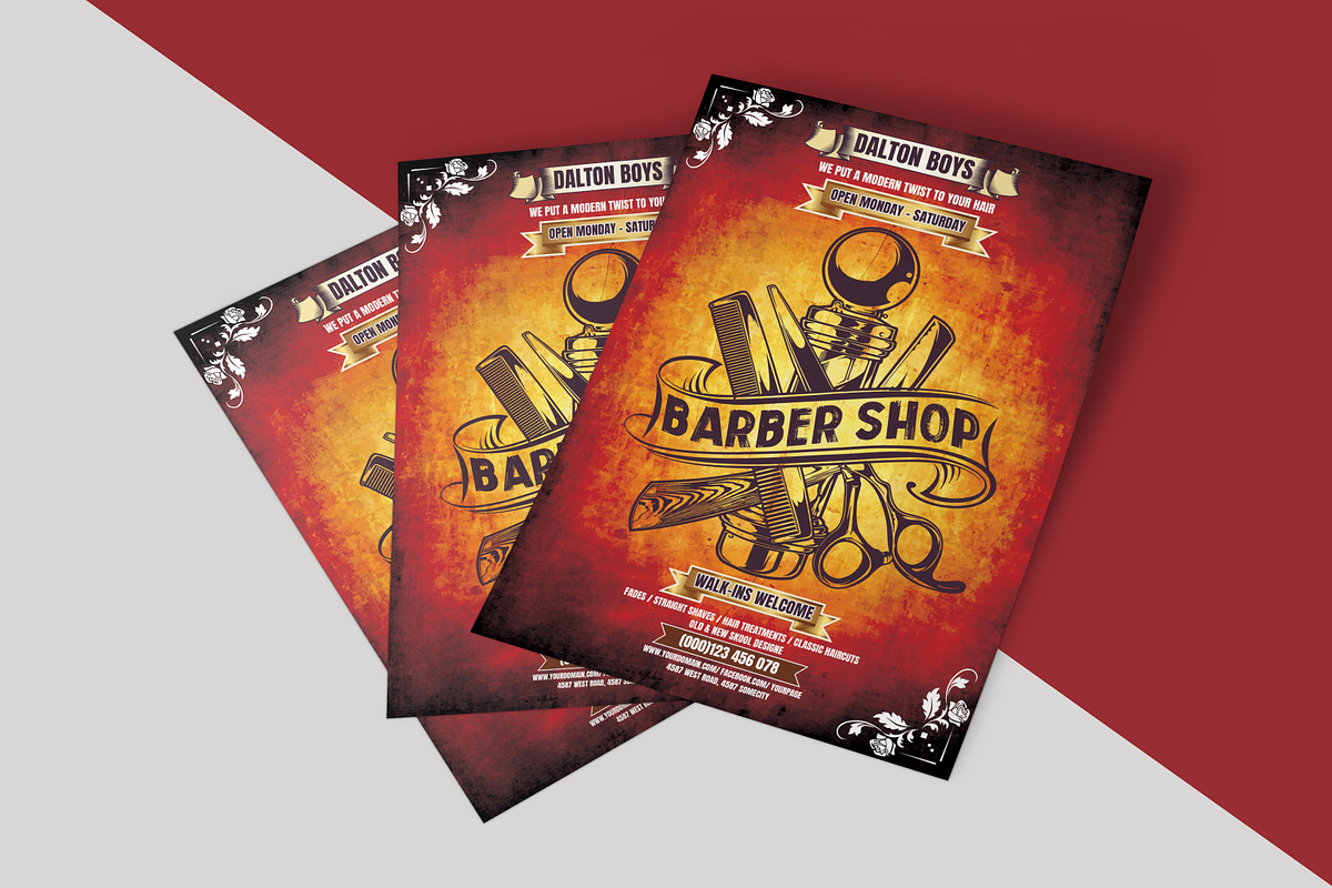 Barber Shop Flyer Template, a Flyer Template by Ultimate Template Shop (Photo 4 of 6)