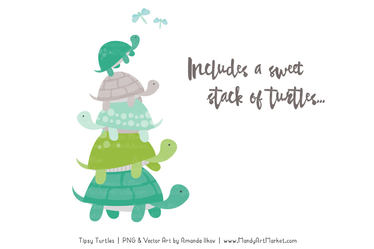 Emerald Isle Turtle Stack Clipart, an Illustration by Amanda Ilkov (Photo 3 of 4)