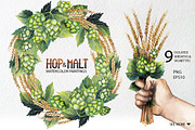 Watercolor hop and malt, a Decorative Illustration by Ekaterina Glazkova (Thumbnail 5 of 6)