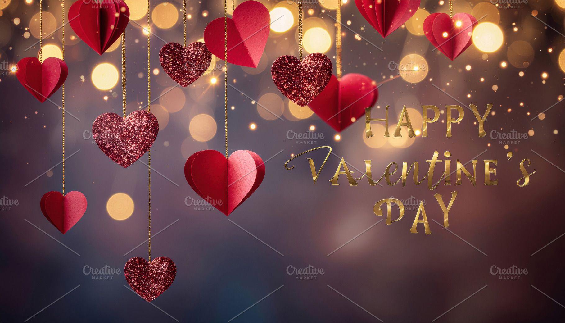 Hanging Paper Hearts Valentine Background, a Holiday Photo by Davizro's Market