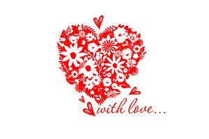 Heart of flowers. Happy Valentine's, an Illustration by Nenahliadava Design