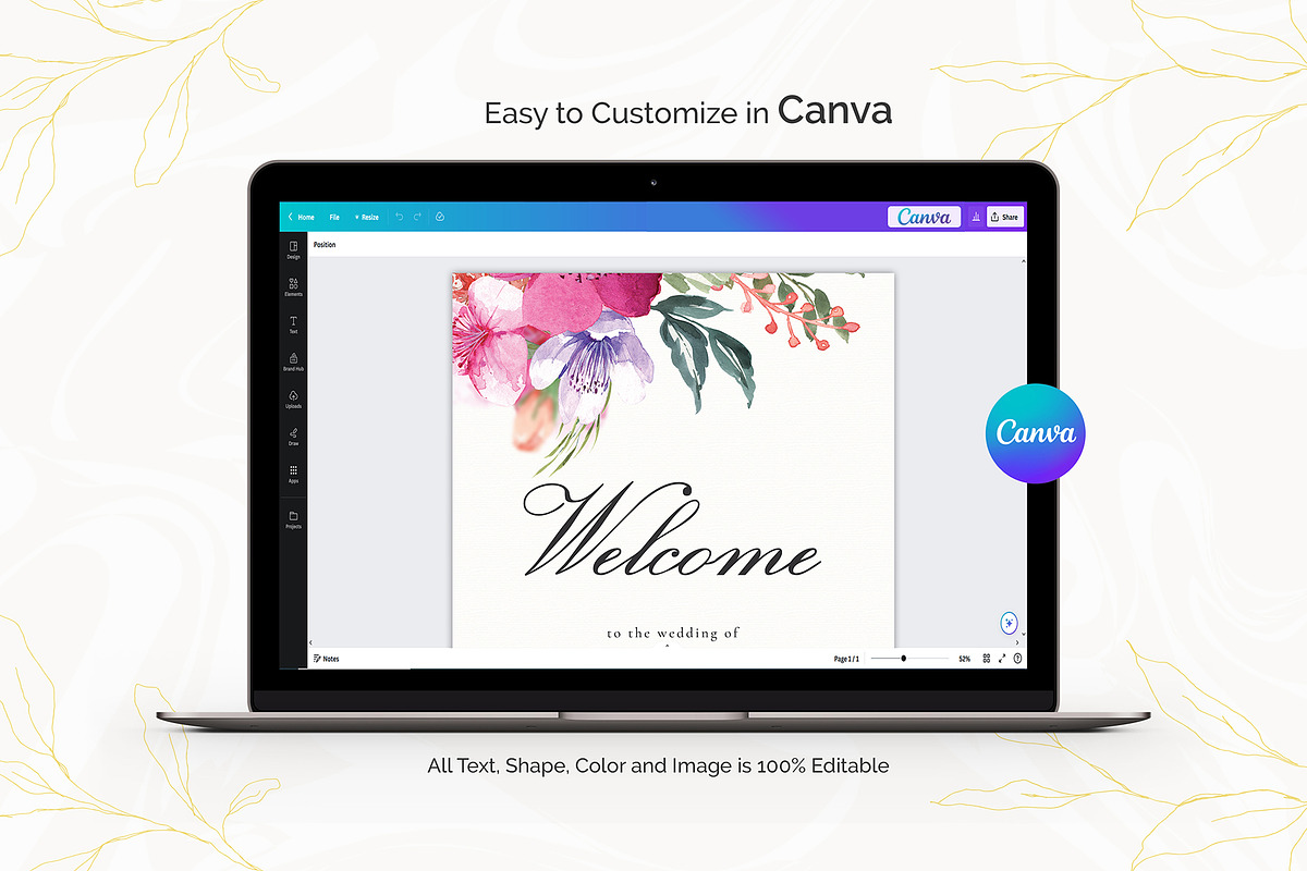 Welcome Sign Template Canva, an Invitation Template by ShineOnWedding (Photo 8 of 9)